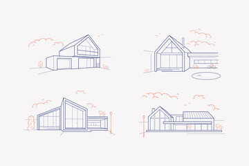 vector modern barn house architecture
