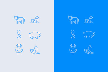 set of vector farm animals icons
