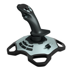 Realistic joystick for flight simulator isolated on white background © Vasyl Onyskiv