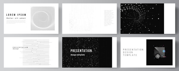 Vector layout of the presentation slides design business templates, template for presentation brochure, brochure cover, report. Abstract technology black color science background. High tech concept.