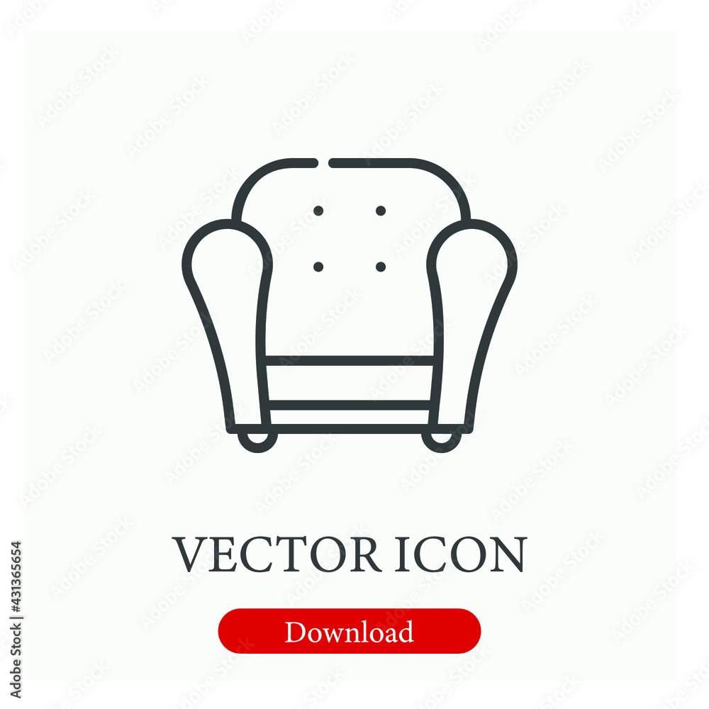Poster armchair vector icon. editable stroke. linear style sign for use on web design and mobile apps, logo
