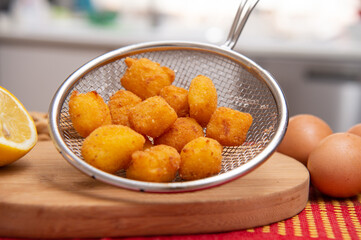 Fried cream Ascolana called crema fritta all'Ascolana is a traditional dish of Ascoli Piceno area in Marche region