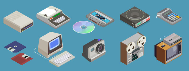 Retro Multimedia Devices Set
