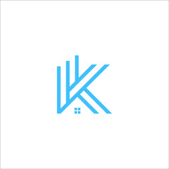 letter K with home logo design vector