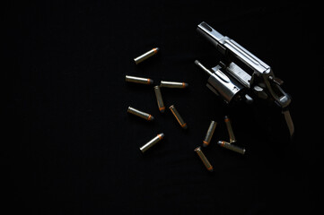 The compact revolver gun, Revolver Pistol on black background.