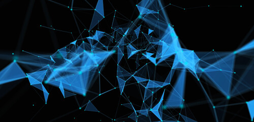 Abstract technology background. Connection of lines, points and planes. Concept of Network. 3d