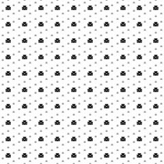 Square seamless background pattern from black castle symbols are different sizes and opacity. The pattern is evenly filled. Vector illustration on white background