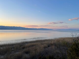 sunset over lake Ohrid