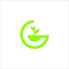 letter G with leaf logo design vector