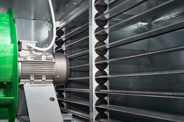 air handling unit internal exterior motor Exhaust plenum fan steel blinds