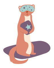 Vector illustration of sable with mask. For childish posters, prints, etc