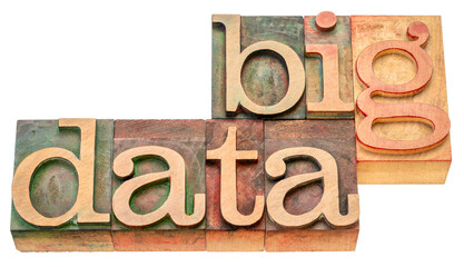big data -  isolated word abstract in letterpress wood type, business, science, technology and...