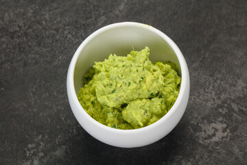 Avocado guacamole sauce with chili pepper