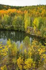 Lake Montferrand (Small Marble lake) in Mountain Park Ruskeala. Republic of Karelia. Russia