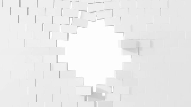 3D Animation of a wall with a hole.