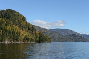 Autumn on Lake Teletskoye. Altai Republic. Western Siberia. Russia
