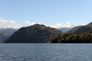 Autumn on Lake Teletskoye. Altai Republic. Western Siberia. Russia