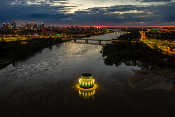 Warsaw drinking water intake during sunset