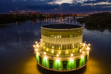 Warsaw drinking water intake during sunset