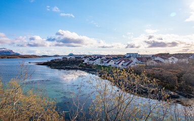 Blue sky and white clouds in Brønnøy municipality,  Mosheim,,Helgeland,Nordland county,Norway,scandinavia,Europe
