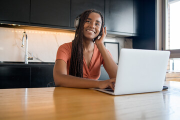 Woman working at home. Home office.