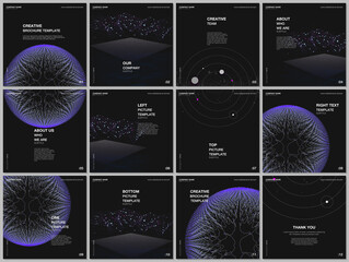 Brochure layout of square format covers design templates for square flyer leaflet, brochure design, report, presentation, magazine cover. Big data visualization. Futuristic technology background.