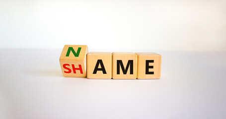 Name or shame symbol. Turned the cube and changed cube and changes the word 'shame' to 'name' or...