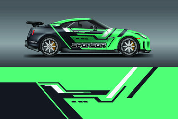 Car Wrap Racing Design Vector , Background for Vehicle , Rally , Drift .