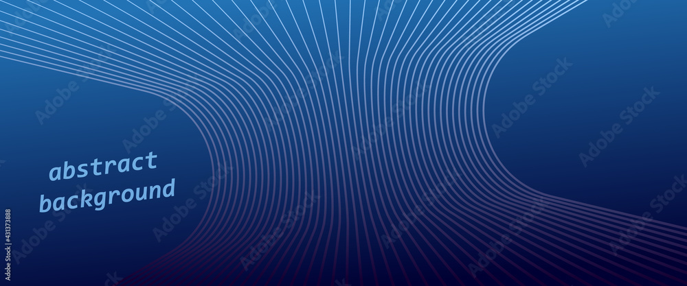 Poster abstract blue background with distortion lines.