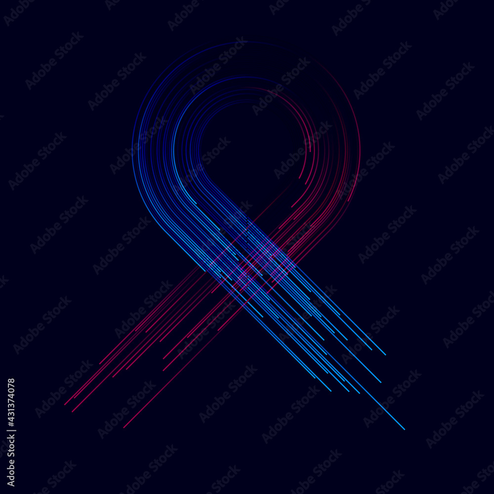 Poster abstract blue-purple gradient lines over dark background. speed or move concept.