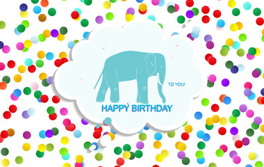 blue elephant card vector background