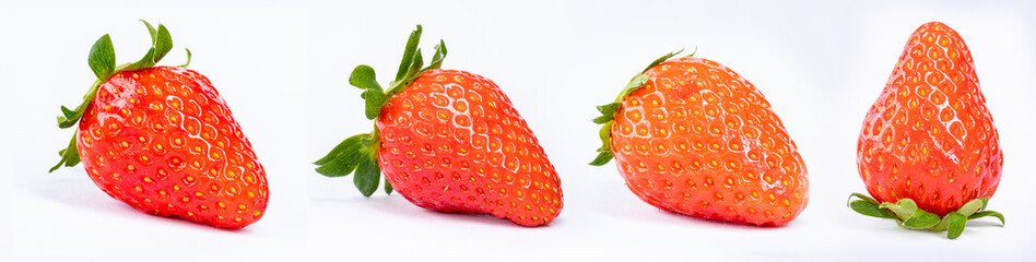 Collection of several different strawberries - red fruit - strawberry isolated on white background