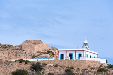 Lighthouse located on top of a mountain and the ruins of an ancient tower of the sixteenth century, called Bombarda tower.