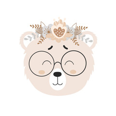 Funny bear character in scandinavian style for print design
