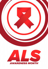 Obraz premium ALS Awareness Month. Amyotrophic lateral sclerosis. Annual campaign is held in May in United States. Control and protection. Prevention campaign. Medical health care concept. Vector illustration