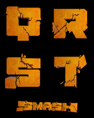 Smash broken alphabet 3D illustration - 3D illustration