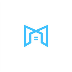 letter M home logo design vector