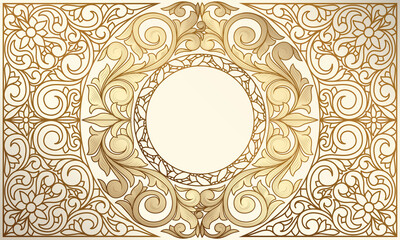 Golden ornate decorative vintage design card