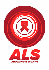 ALS Awareness Month. Amyotrophic lateral sclerosis. Annual campaign is held in May in United States. Control and protection. Prevention campaign. Medical health care concept. Vector illustration