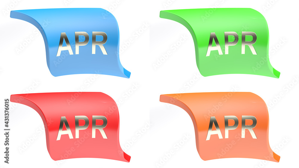 Poster apr for april colorful icon set - 3d rendering illustration