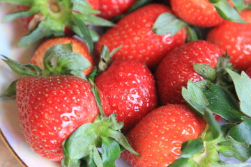 fresh strawberries on a plate