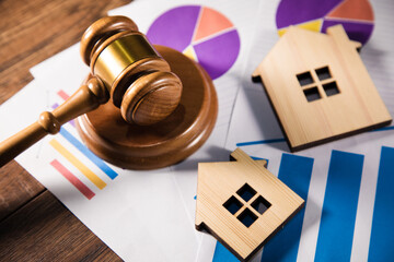 house models with wooden judge