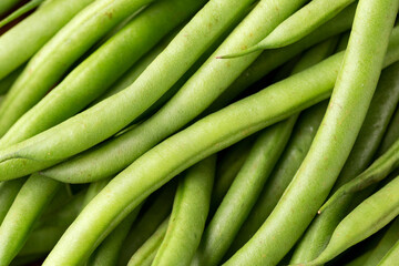 Fresh organic Green beans vegetarian food. Macro photo