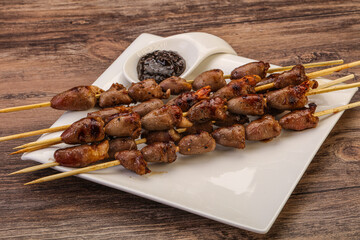 Asian cuisine - chicken hearts skewer