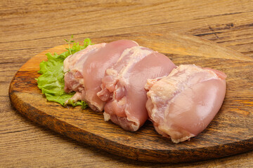 Raw chicken boneless and skinless leg