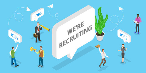 3D Isometric Flat Vector Conceptual Illustration of Job Fair