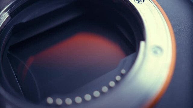 digital matrix of a camera with a working shutter shot close-up