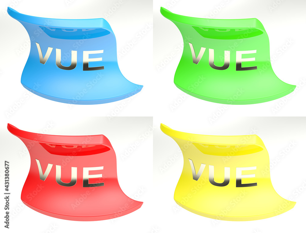 Poster vue colorful icon set isolated on white background - 3d rendering illustration