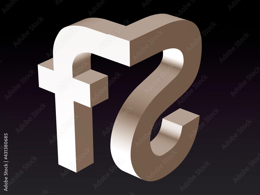 Poster font composition stylization of the font of the letters f and s. 3d rendering.