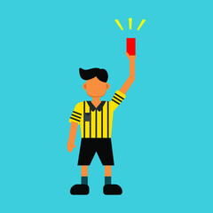 soccer referee with red card vector illustration